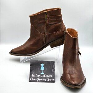 Lucky Brand Women's Brown Leather Caelyn Buckle Accents Ankle Bootie Sz 11 2972